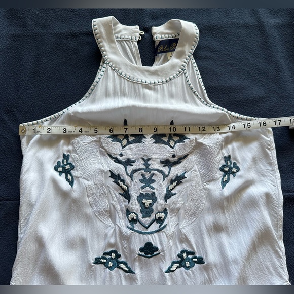 S - Blue Rain Embroidered Tank - Picture 3 of 7